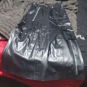 Trip Pleather Long Kilt